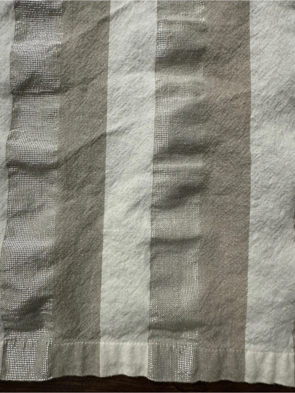 2 Curtain Panels by Vintage House Cotton  Textured Neutral Stripe 48”W/78”L